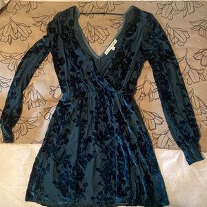 Allison and Kelly Teal Velvet Dress